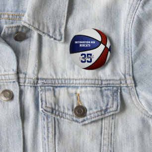 Maroon blue athletic team colours basketball 6 cm round badge