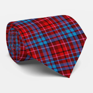 Maroon Blue Red Plaid Tartan Design Tie
