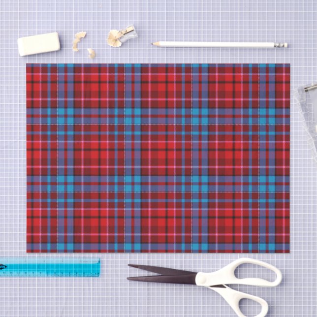 Maroon Blue Red Plaid Tartan Design  Tissue Paper (Craft)