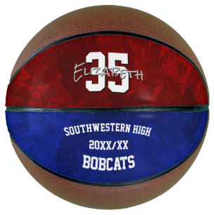 maroon blue team colours girls commemorative basketball