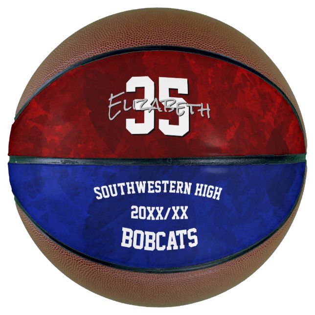 maroon blue team colours girls commemorative basketball (Front)