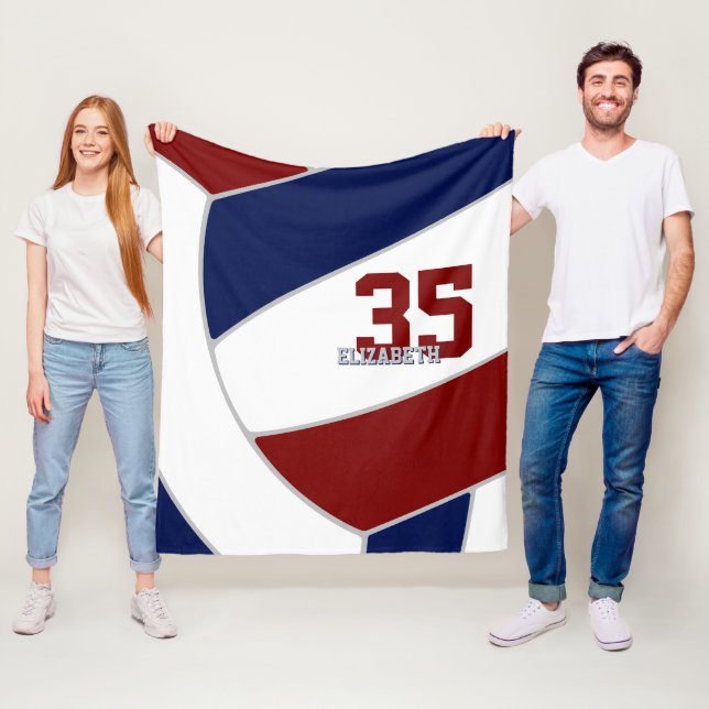 maroon blue team colours volleyball room decor fleece blanket (In Situ)
