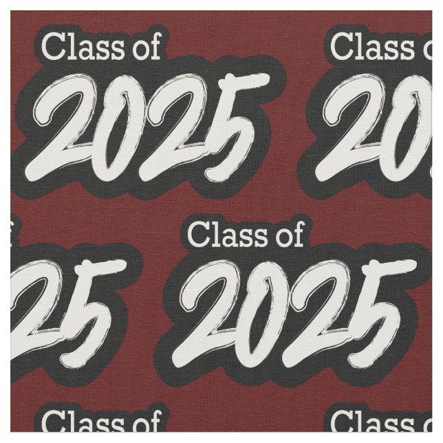 Maroon Bold Brush Class of 2025 Fabric (Close Up)