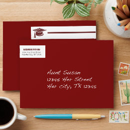 Maroon Bold Cap Graduation Wrap Around Label