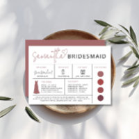 Maroon Bridesmaid Info Card, Bridal Party Guide