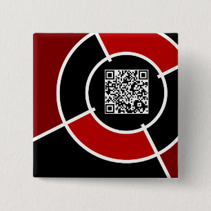 maroon bullseye QR code 15 Cm Square Badge