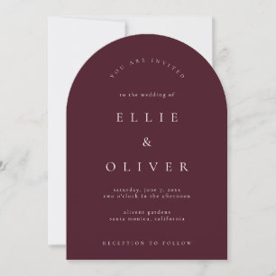 Maroon Burgundy Boho Arch Modern Wedding Invitation