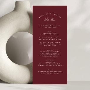 Maroon Burgundy Classic Calligraphy Formal Wedding Menu