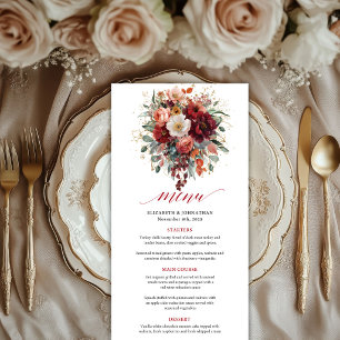 Maroon Burgundy Gold Eucalyptus Autumn Look weddin Menu