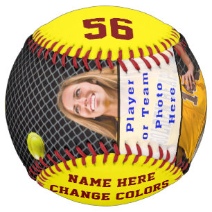 Maroon Burgundy PHOTO Personalised Softball Ball