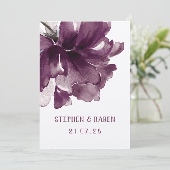 Maroon Burgundy Poppy Elegant Wedding Invitation (Standing Front)
