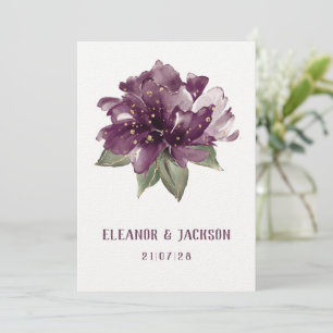 Maroon Burgundy Poppy Elegant Wedding  Invitation