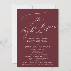 Maroon Burgundy Rehearsal Dinner Wedding Invitation