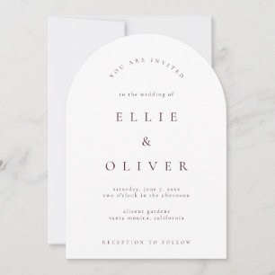 Maroon Burgundy & White Boho Arch Modern Wedding Invitation