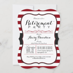 Maroon, Burgundy & White; Elegant Retirement Party Invitation