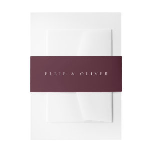 Maroon Burgundy & White Wedding Modern Invitation Belly Band