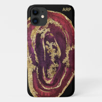 *~* Maroon Burgundy Wine Agate Gold Glitter