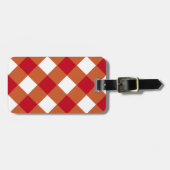 Maroon Burnt Orange and White-Checked Luggage Tag (Front Horizontal)