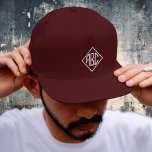 Maroon Cap -Diamond White Embroidered Hat Monogram<br><div class="desc">Add your initials to this custom monogrammed hat template. Many other colours are available as well.</div>