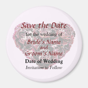 Maroon Carnation Heart Save the Date Magnet