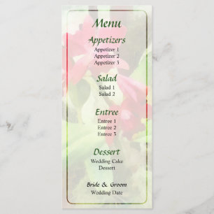Maroon Cattleya Orchids Wedding Menu