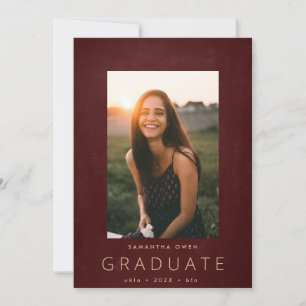 Maroon Chalk Border Modern Photo University Grad Announcement
