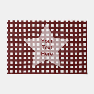 Maroon check & white Star Customisable Wording Doormat