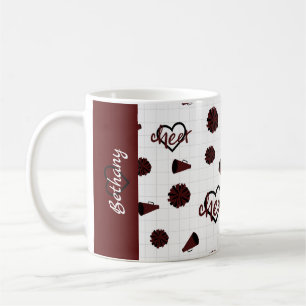 Maroon Cheer Hearts, Pom Poms, Megaphone Pattern Coffee Mug