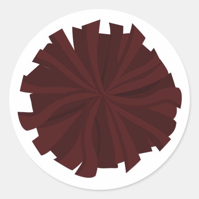 Maroon Cheerleader Pom Pom Classic Round Sticker (Front)