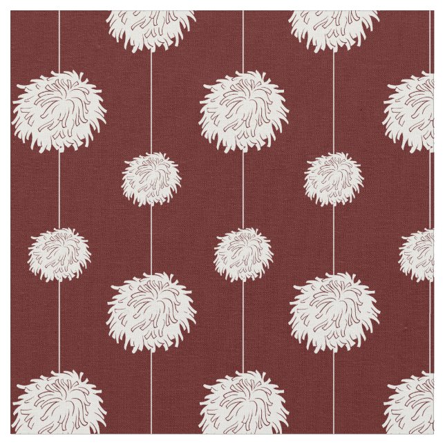 Maroon Cheerleader Pom Pom Pattern Fabric (Close Up)