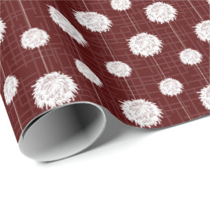 Maroon Cheerleader Pom Pom Pattern Wrapping Paper