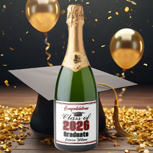 Maroon Class of 2026 Graduation Party Custom Sparkling Wine Label