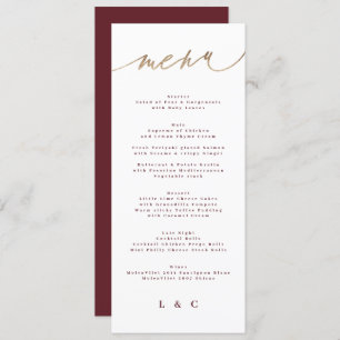 Maroon Classic Dark Red Plum Burgundy Wedding Menu