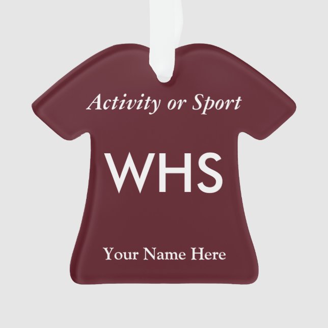 Maroon College or High School Varsity Letter Ornament (Front)