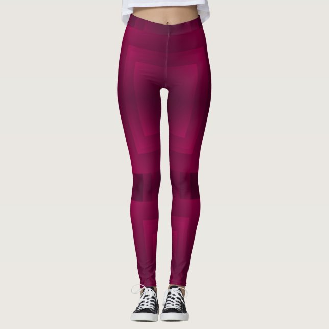 Maroon colour geometric simple design leggings (Front)