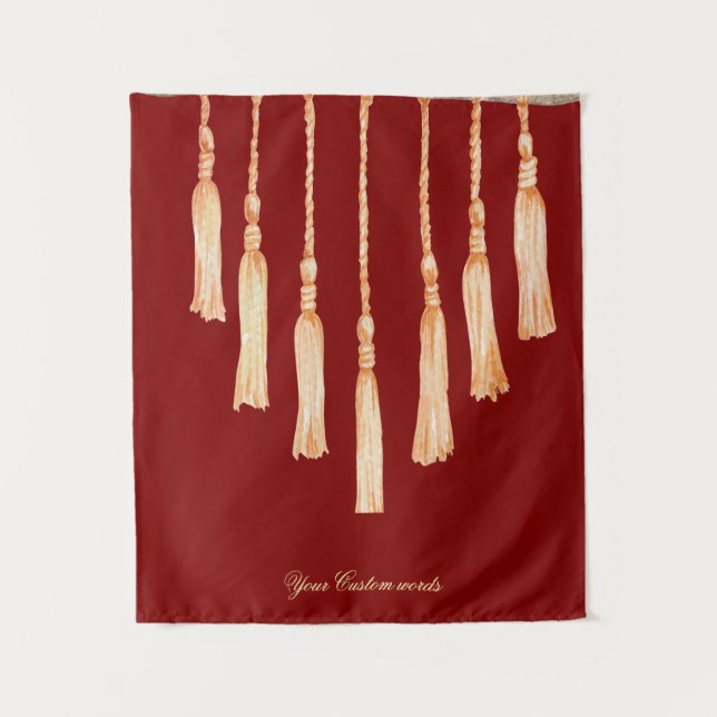 Maroon Colour Minimalist Decorative Wall Tapestry (Front)