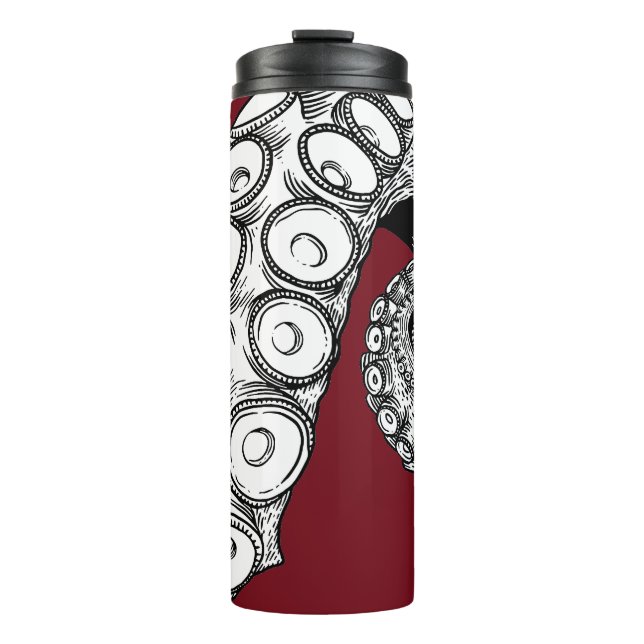 Maroon coloured Octopus Tentacle  Thermal Tumbler (Front)