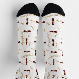 Maroon Congratulations Diploma Class Year Grad Socks