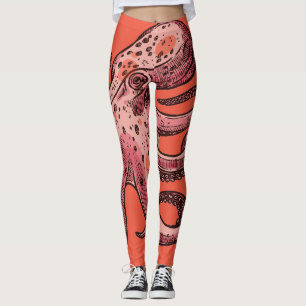 Maroon-Coral colour Octopus Leggings