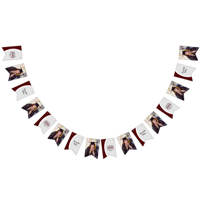 Maroon Curved Frame Photo Graduation Bunting (All)