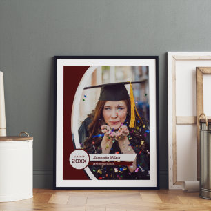 Maroon Curved Frame Photo Graduation Poster