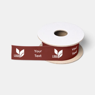 Maroon Custom Business Logo and Text Satin Ribbon