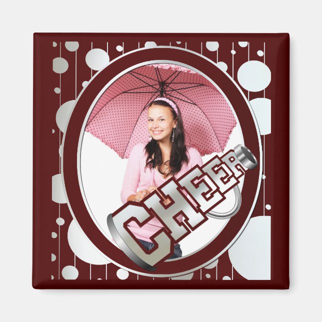 Maroon Custom Cheerleader Photo Magnet (Front)