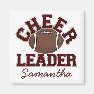 Maroon Custom Football Cheerleader Magnet