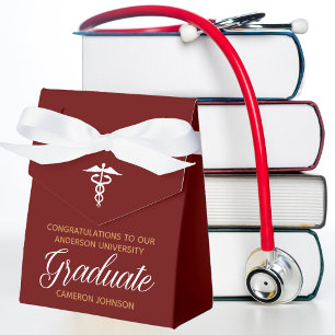 Maroon Custom Medical School Graduation Party Favour Box