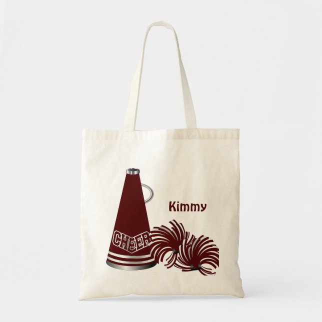 Maroon Custom Megaphone Cheerleader Tote Bag (Front)