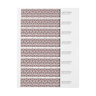 Maroon Damask Pattern Graduation Wrap Around Label