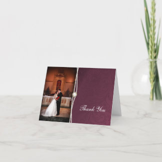 Maroon Damask Thank You Card