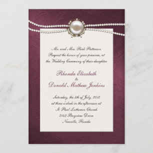 Maroon Damask Wedding Invitation