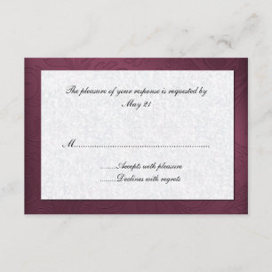 Maroon Damask Wedding Response Card